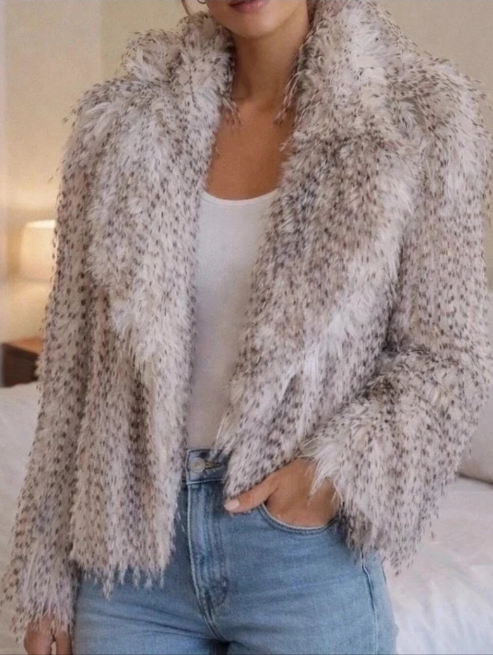Zara Faux Fur Coat Size Small